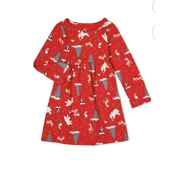 NWT Wonder Nation 2T Long Sleeve WINTER PRINT 100%  Cotton Shirred Waist - Picture 1 of 3